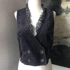 Free People Ruffled Velvet Vest
